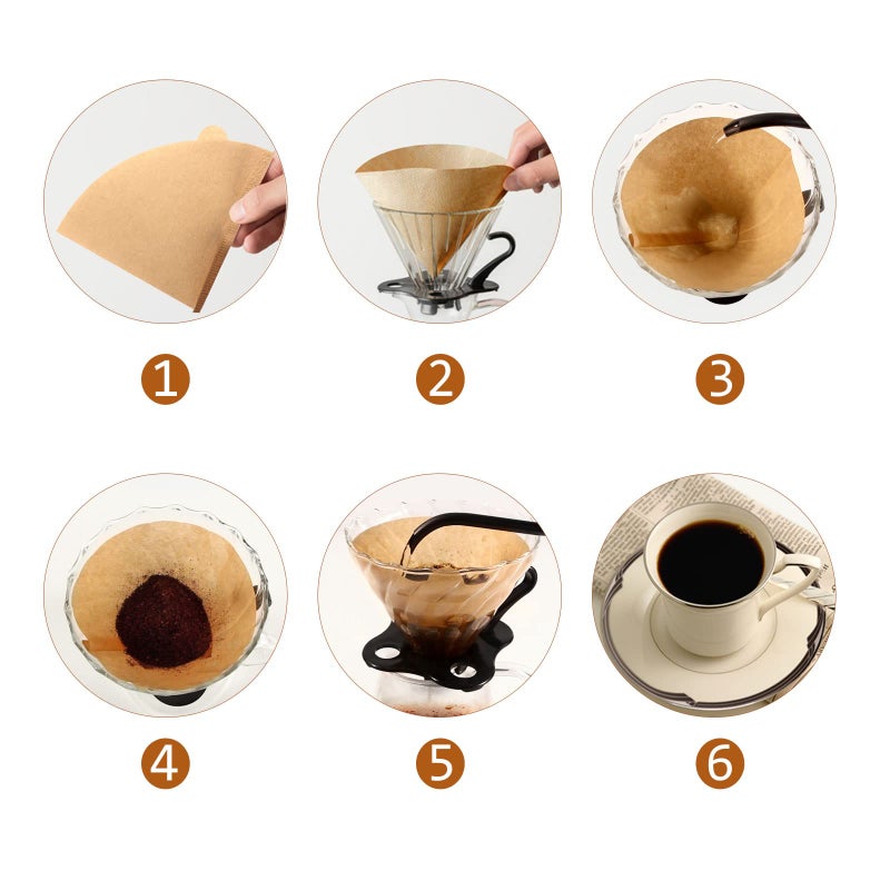 Dingkei Coffee Filters, Cone Coffee Filters Size 02, 1-4 Cups, 200 Count, 2 Cone Filter For Pour Over And Drip Coffee Maker, Natural Brown Unbleached - Image 3